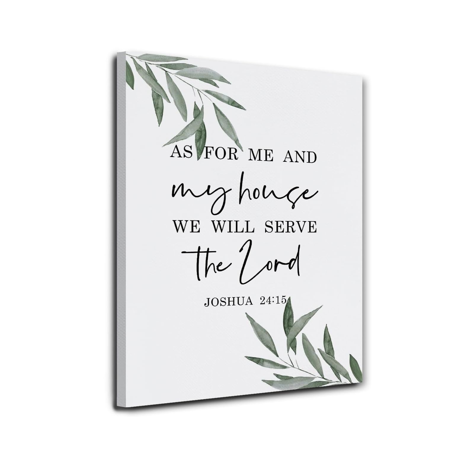 HGETJOHXEM Inspirational Family Scripture Canvas: “As for Me and My House...” Joshua 24:15, Christian Wall-Art Print for Living Room, Bedroom, Entryway, Housewarming Gift(Framed,12x18inch(30x45cm))
