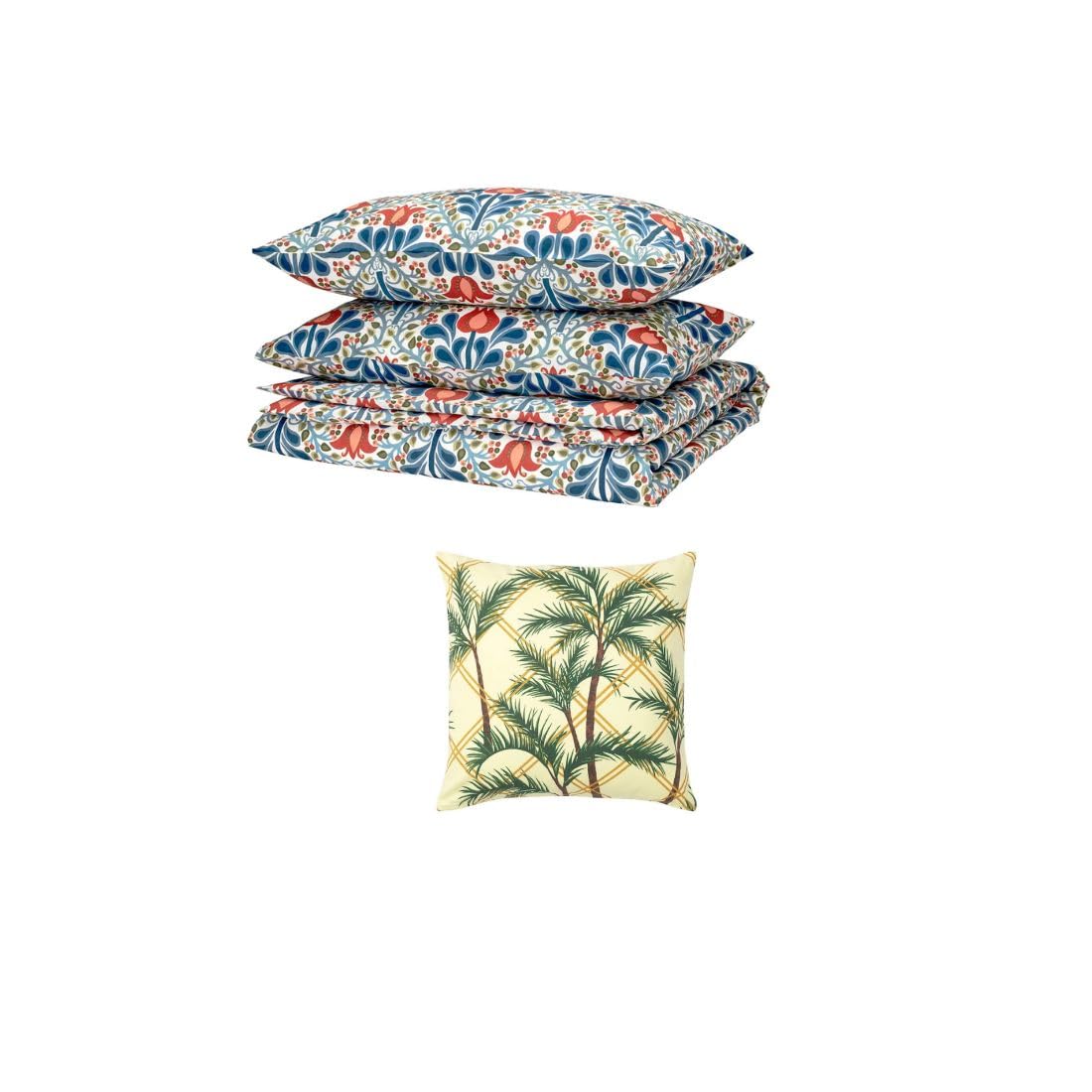 Ikea SÄTERVIDE Duvet Cover and 2 Pillowcases, Multicolour/Floral Pattern, 240x220/50x80 cm (94x87/20x31) SOMMAR Cushion Cover, Light/Multicolour, 50 * 50 cm-image-35