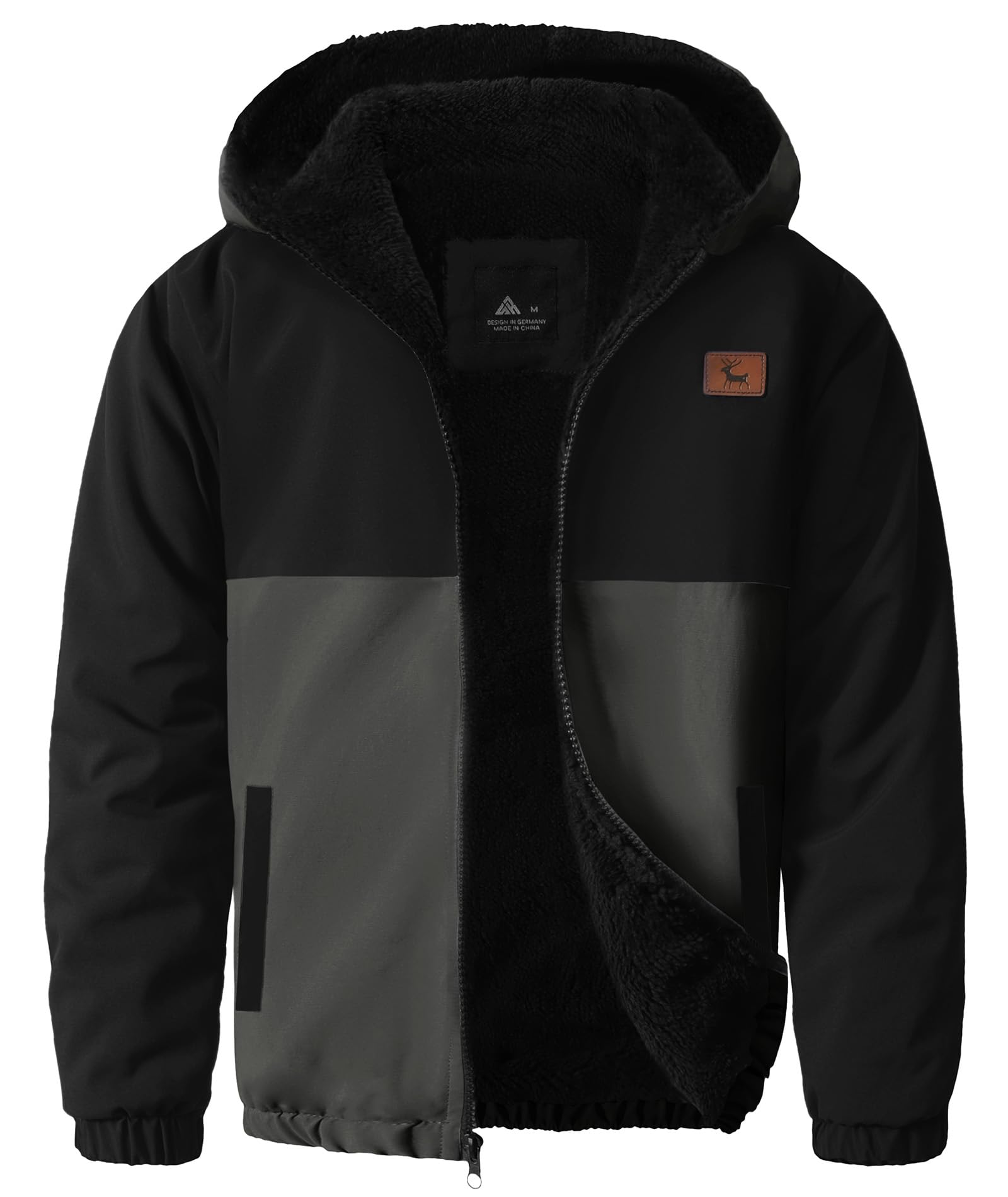 ZITY Ultra-Warm Boys' Sherpa Lined Fleece Jacket - Windproof Zip-Up Coat (Ages 6-15)