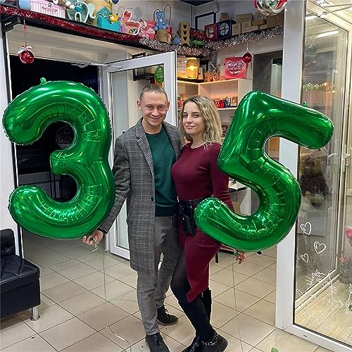 Image of 3rd Birthday Number Balloons for Kids, 40 Inch Emerald Green Foil Number, Dark Green Large Number Balloons 0-9 Set for Boys Men Birthday Party Decor Jungle Anniversary Decoration Supplies
