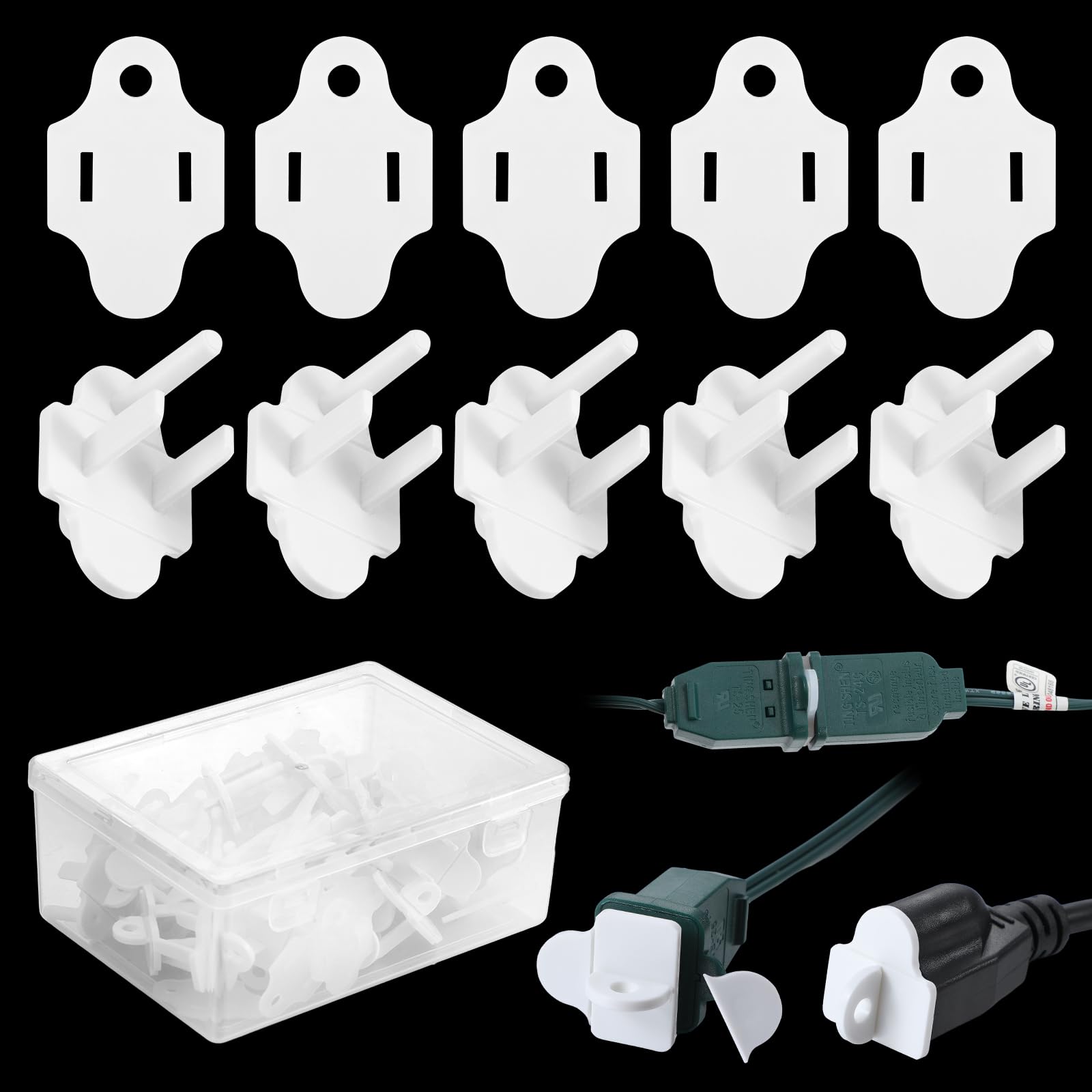 5 Sets White Christmas Light Weatherproof Gaskets and Plug Covers