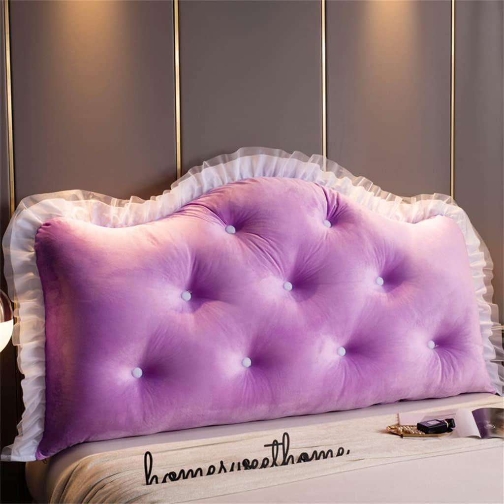 Upholstered Rectangular Headboard Bedside Cushion Reading Pillow Heighten King Tatami Bed Soft Pack with Removable Cover Suitable for Watching TV, Reading,Relaxing,Purple,79"/200cm