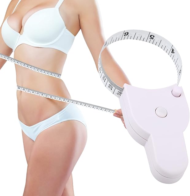 Measuring Tape for Body Measurements, Greoer 60 Inch 150cm Lock Pin and Push Button Retract Design Body Tape Measure, Ergonomic Plastic Telescopic Tape Measure for Tailor, White
