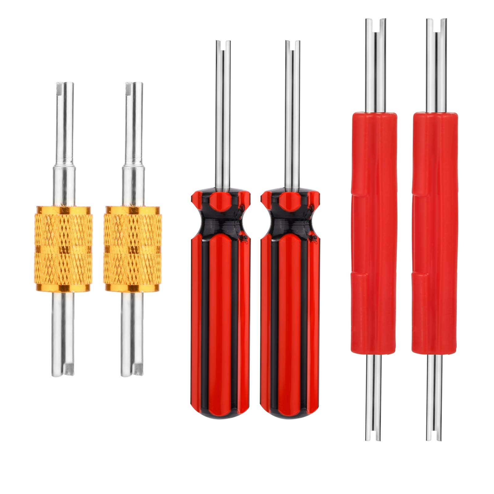 6pcs Outils de Clé de Noyau de Valve, Obus de Valve Clim à Tête Simple et Double Tire Valve Extracteur de Tige de Valve Schrader pour Voiture Vélo Camping-Car Camion CVC Climatiseur