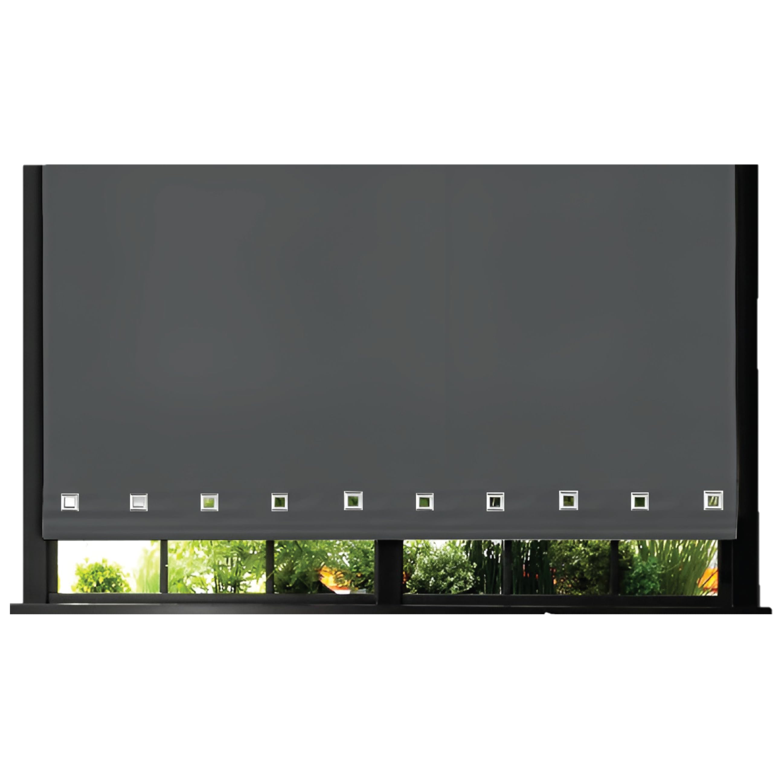 Funky Gadgets Roller Blinds Square Eyelet Light Filtering Roller Blind Daylight Trimmable Blinds Child Safe Easy Fit Metal Tube Home Office Window Blinds-Charcoal Grey, W60 x L165cm