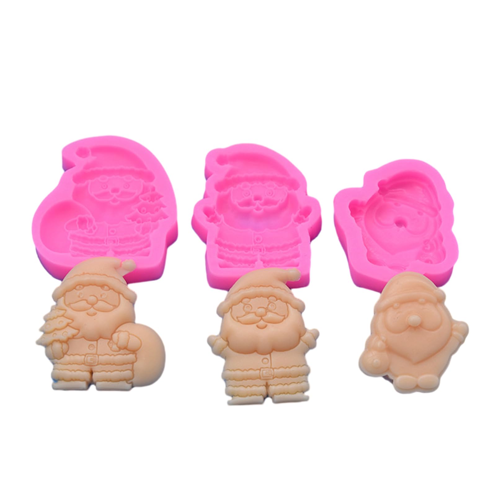 Osniyaw Multicolor 3 Pieces Santa Claus Silicone Mould Christmas Cake Making Moulds Novelty Desserts/Fondant Making Mould Unique Decorations Baking Tool For Christmas