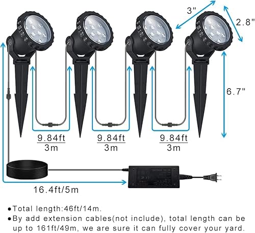 Covoart Landscape Lighting, Low Voltage Landscape Lights With Transformer & Remote, 16W 1200Lm 12V Color Changing Outdoor Lights For Yard House Garden Tree Ip66 Waterproof 4 Pack Spotlights #TOP5