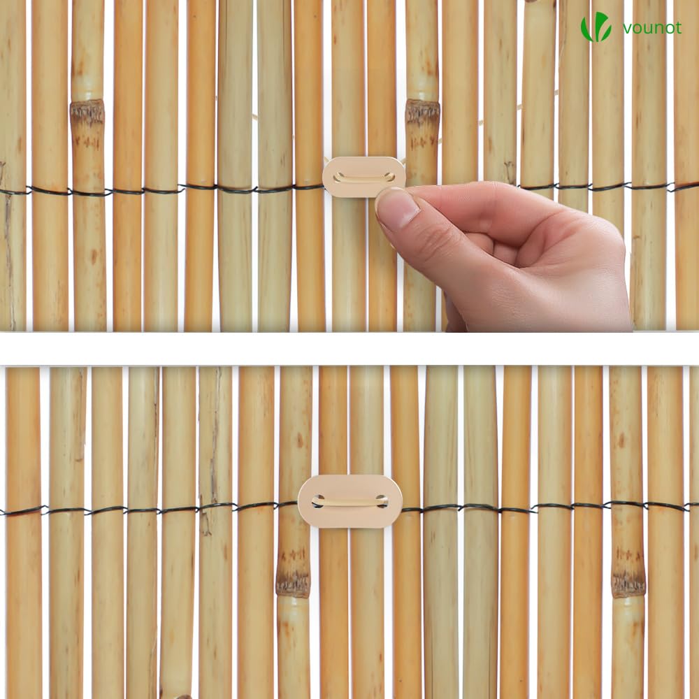 VOUNOT® Canisse en Roseau Renforcée 140x600cm Brise Vue Naturel en Rouleaux avec Attaches de Fixation Protection Contre Regards Clôture Extérieure Décorative pour Jardin Terrasse et Balcon