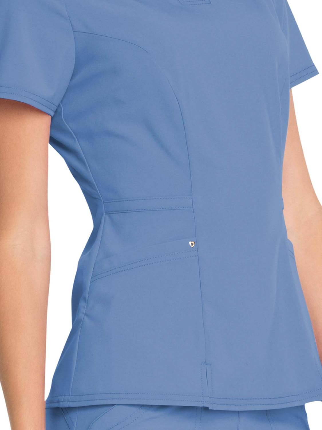 HeartSoul Womens Scrubs, V-Neck Peplum Top, Love Always Performance Fabric HS670 X-Small Ciel