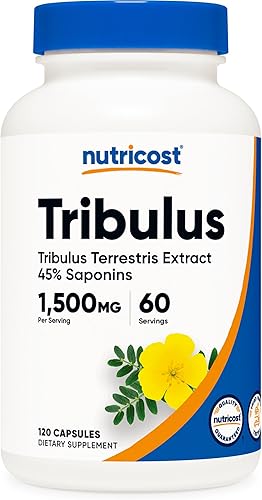 Nutricost Extracto de Tribulus Terrestris 1500 mg, 120 cápsulas – 60 porciones (750 mg por cápsula), sin OMG ni gluten