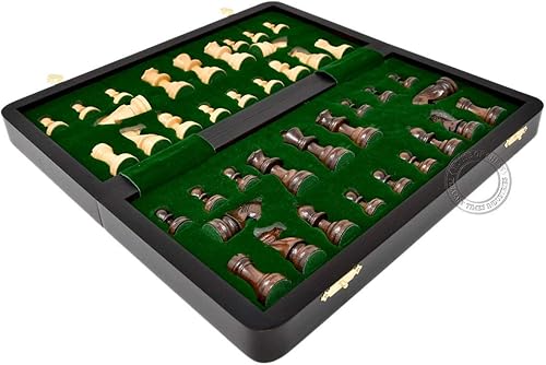 Miniatura 5 de House of Chess - Juego de ajedrez de viaje plegable magnético de madera de 12 pulgadas - 2 caballeros adicionales, 2 peones adicionales, 2 reinas