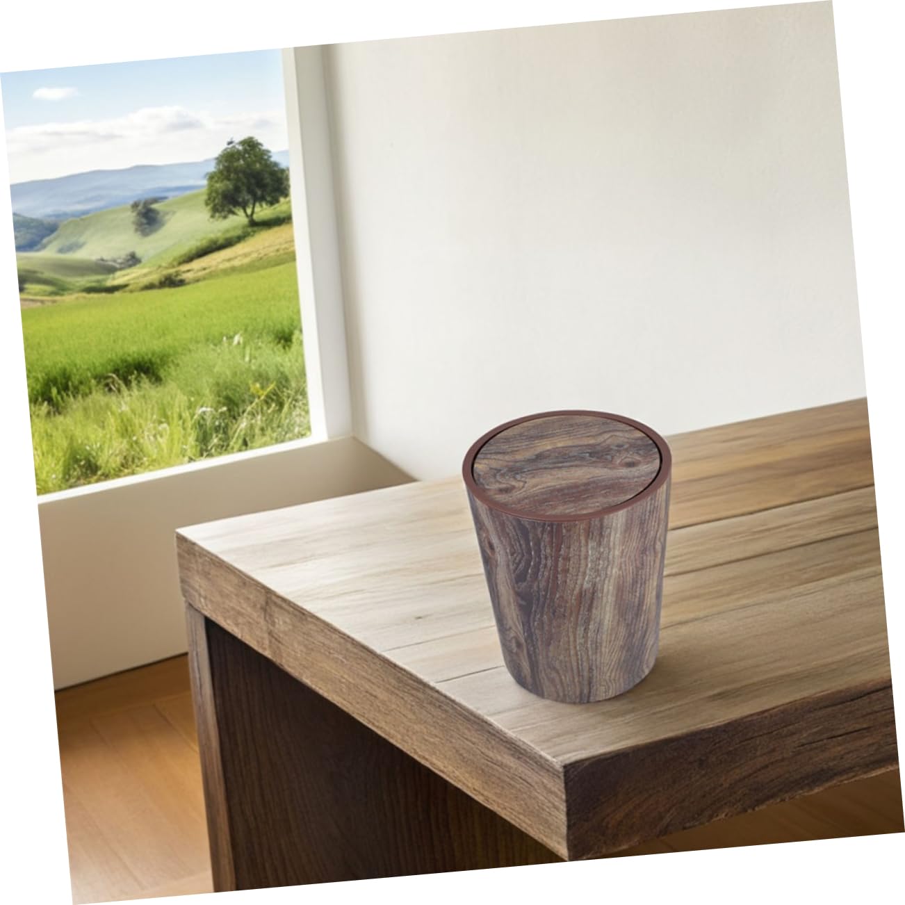 Hemobllo Cestino per Spazzatura Venature del Legno Cestino per Carta Straccia Grande Capacità in Plastica Pp Stile Fattoria Retrò per Casa Cucina Ufficio Bagno Camera da Letto