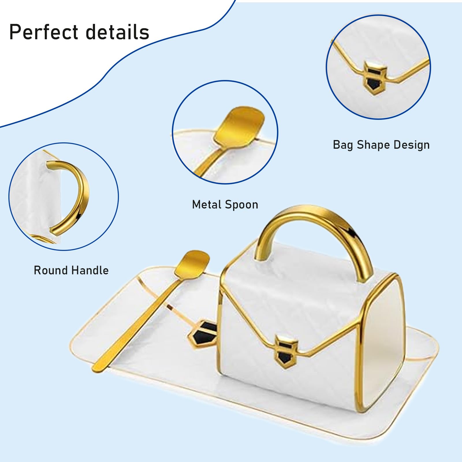 Premium Porzellan Kaffeetassen Set 4er - Handtasche Styling Tassen mit Untertasse & Löffel, 310ml Luxus Cappuccino Tassen, Kreative Geschenkidee für Frauen, Tee & Espresso Set (4 Farben)