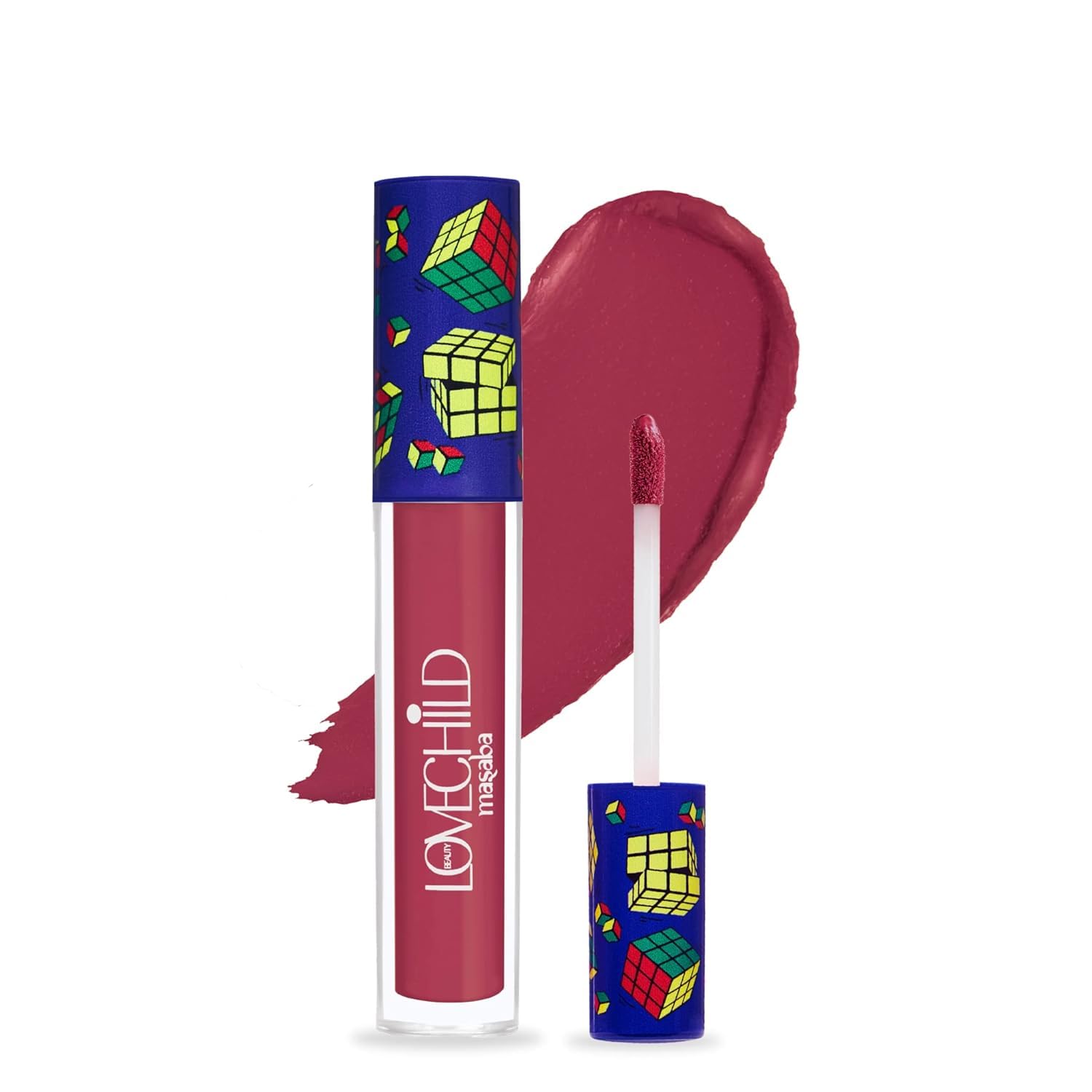 Love'Child Masab'a Game On! - Hukum - Liquid Matte Lipstick, Pecan Brown Velvet Smooth, Non-Sticky, Hydrating & Moisturising, Lasts Up to 12 hours, 5Ml (Raspberry-jam Pink)