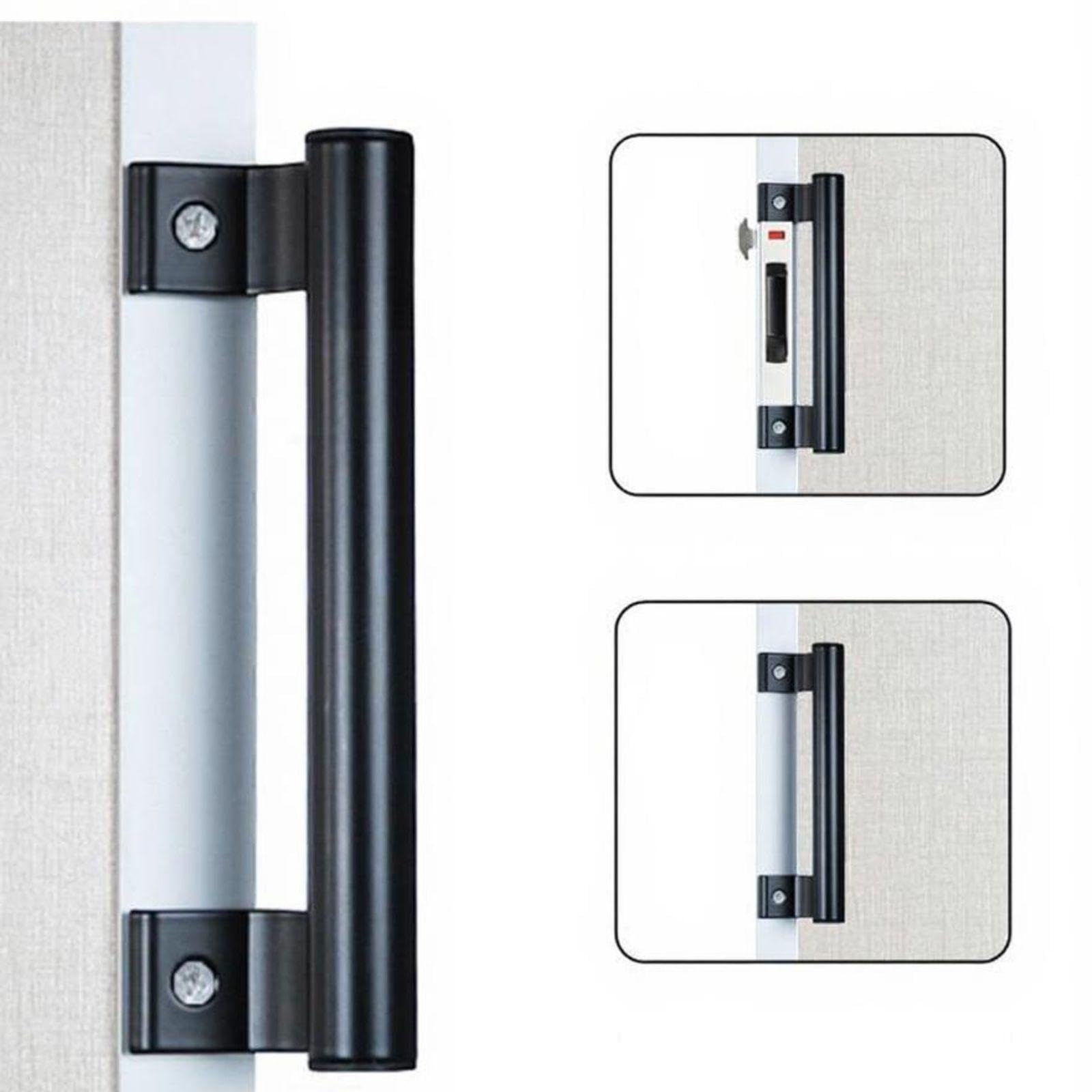 Sliding Door Lock Aluminum Alloy Hook Lock Security Panel Latch Easy Installation Black Handle 167cm-image-16