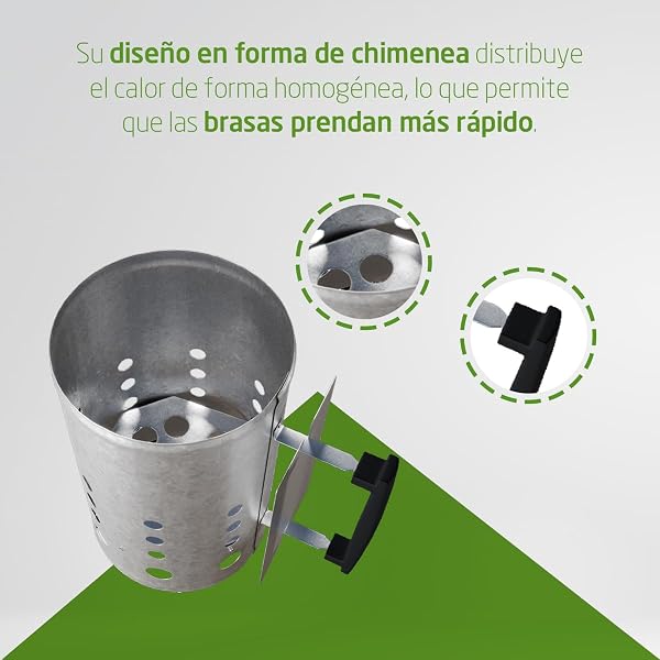 Amig - Encendedor de Carbón Fireplus para Barbacoa - Fabricado con Acero Galvanizado - Mango de Plástico Aislante del Calor - Medidas: 27 x 17,5 x 30 cm - 4