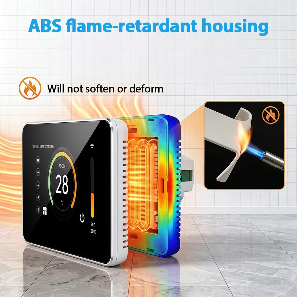 Smart WLAN Thermostat, Digitaler Raumthermostat für Fußbodenheizung | 4,3 Zoll Farb-Touchscreen, App-Steuerung, Sprachsteuerung, Programmierbar, Frostschutz-Modus, Mehrsprachig
