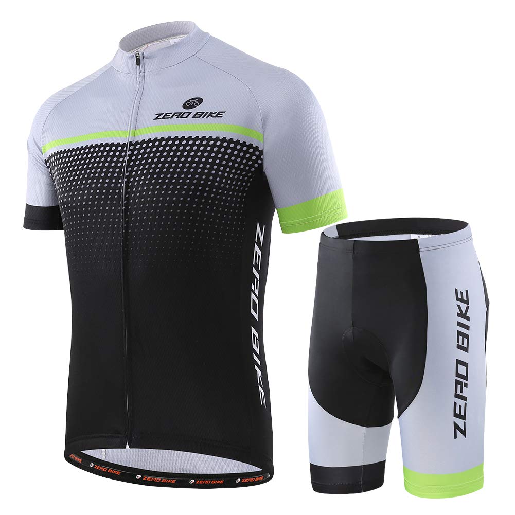 Uomo Manica Corta Jersey Abbigliamento Set, Ciclismo Magliette Corta Jersey Camicia Gel Imbottito Pantaloncini Ciclismo Equitazione Bike Sportswear