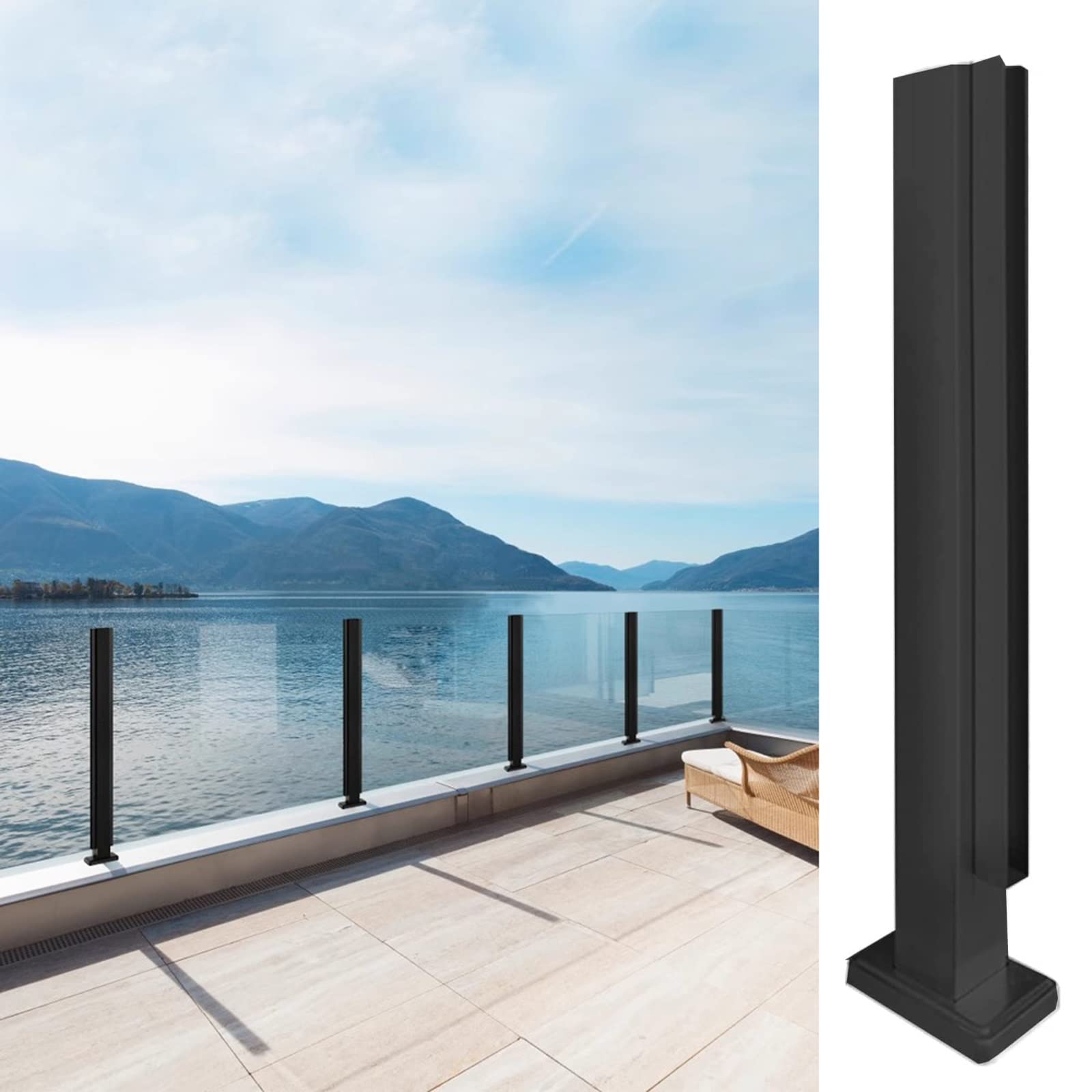 Poteaux de balustrade noir en inox 304 durable et résistant aux intempéries