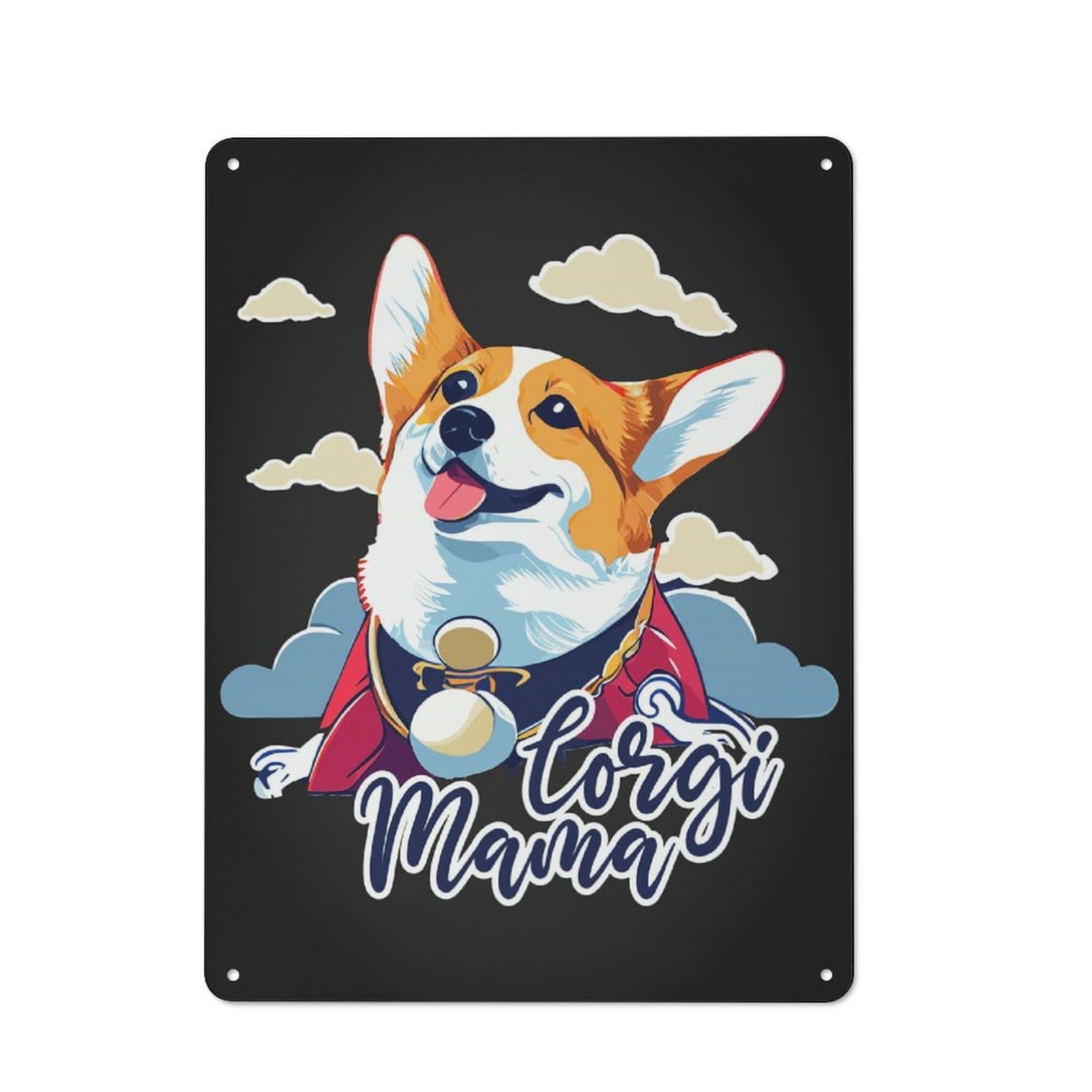 Junmoney Style-4 Shop Front Style Corgi Mama Funny Dog Mom Decorative Metal Plaque 40X30cm, Shop Wall Decor For Cafe, Bistro, Bakery Or Restaurant