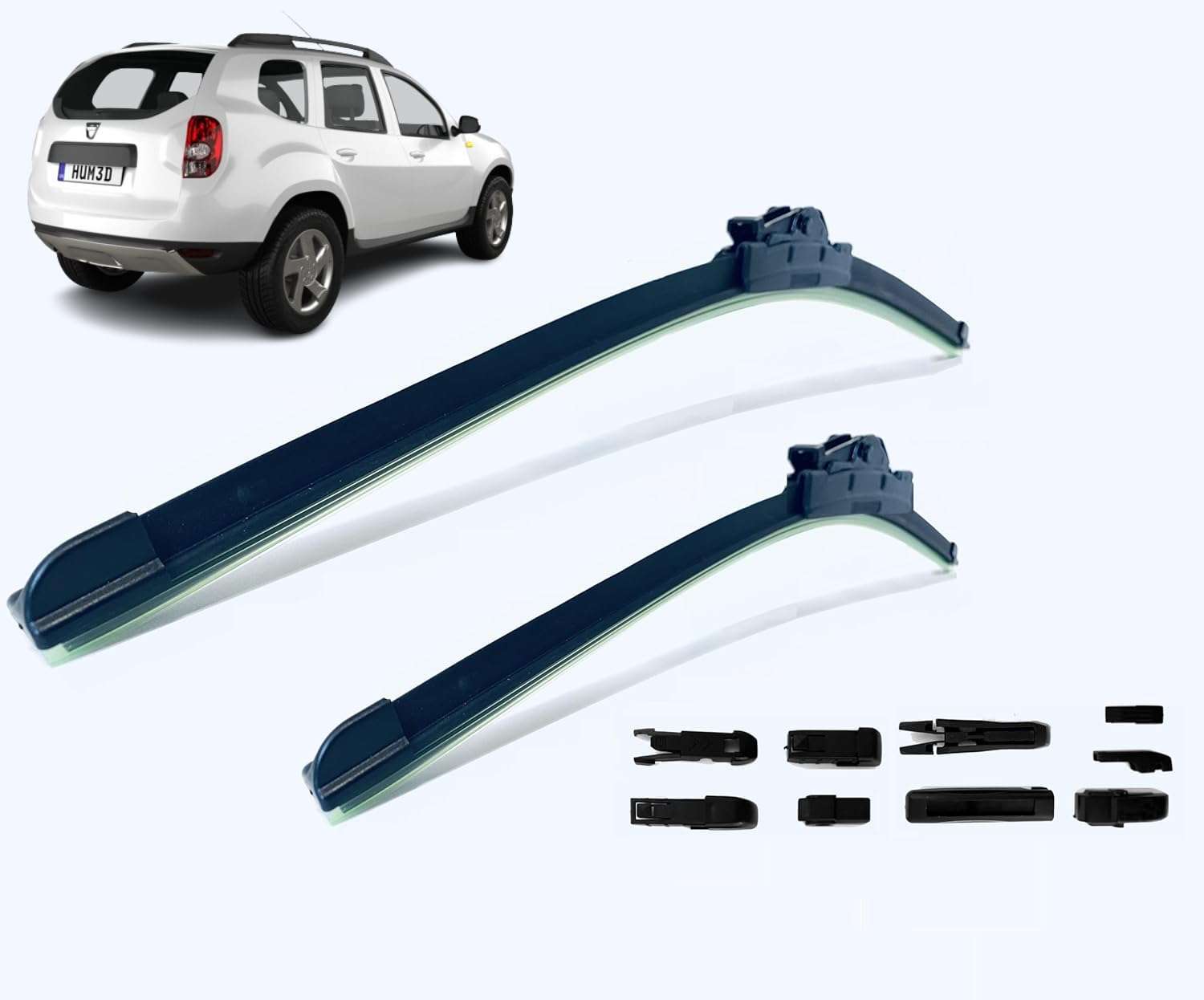 Coppia Spazzole Tergicristallo In Gomma Compatibili Con Dacia Dokker (07/2012 – 05/2015) – Kit Con 9 Attacchi