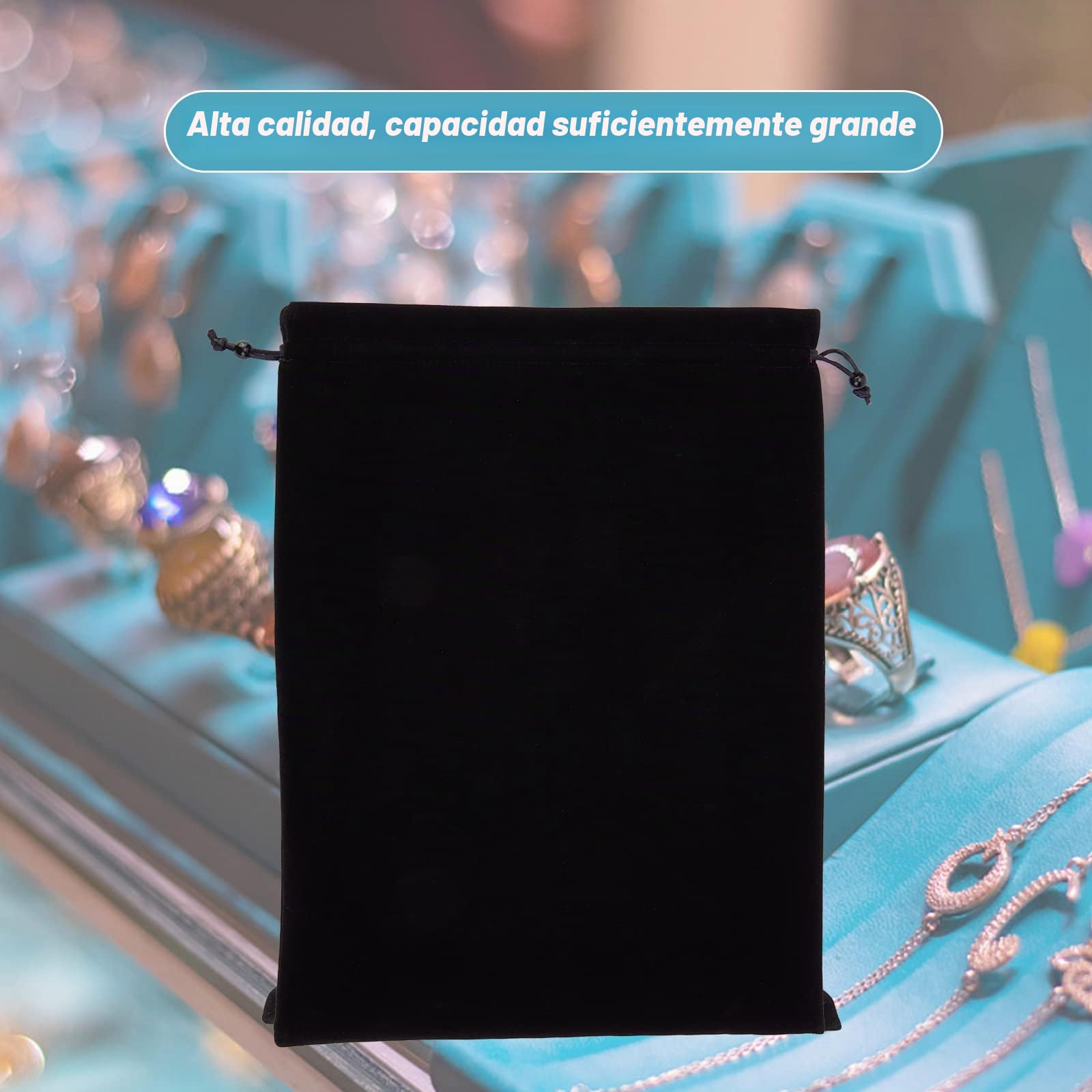 NBEADS 2 pz Bolsa Grande de Terciopelo Negro con Cordón, 37 x 28 cm, Rectangular para Bodas, Caramelos y Almacenamiento de Regalo