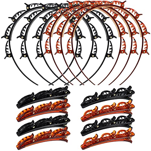 14 Pieces Double Bangs Hairstyle Hairpin Headbands with Clips Double Layer Twist Plait Headband Clips Hollow Woven Korean Braided Headbands Barrettes Hair Accessories for Women Girls