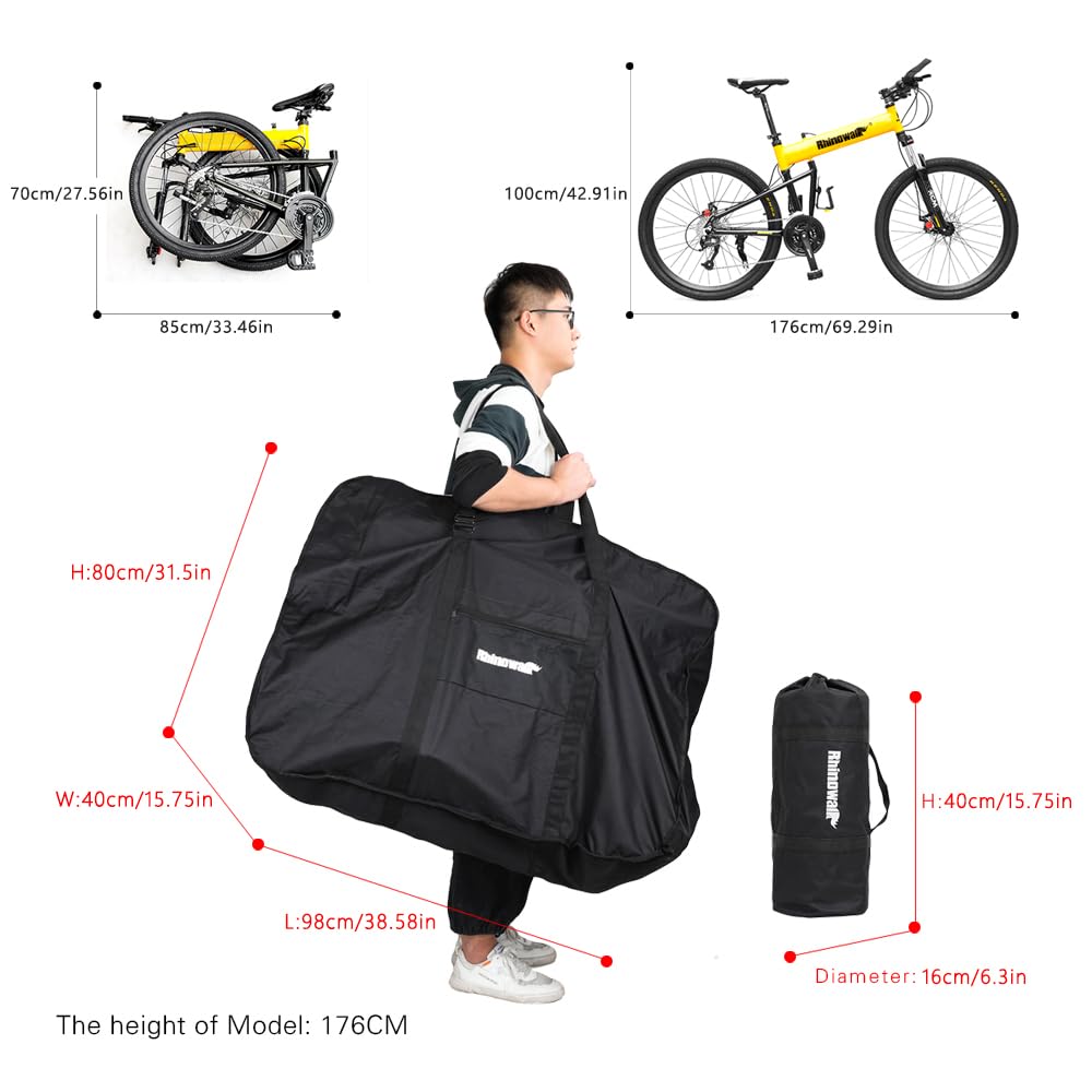 UBORSE Bolsa de Almacenamiento para Bicicletas 26"-29" Bolsa de Transporte de Viaje para Bicicletas de 600D Oxford Fundas para Bicicleta Impermeable Bolsa para Bicicleta de Montaña Negro