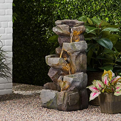Christopher Knight Home Candler Outdoor Fountain, Stone Gray #TOP1