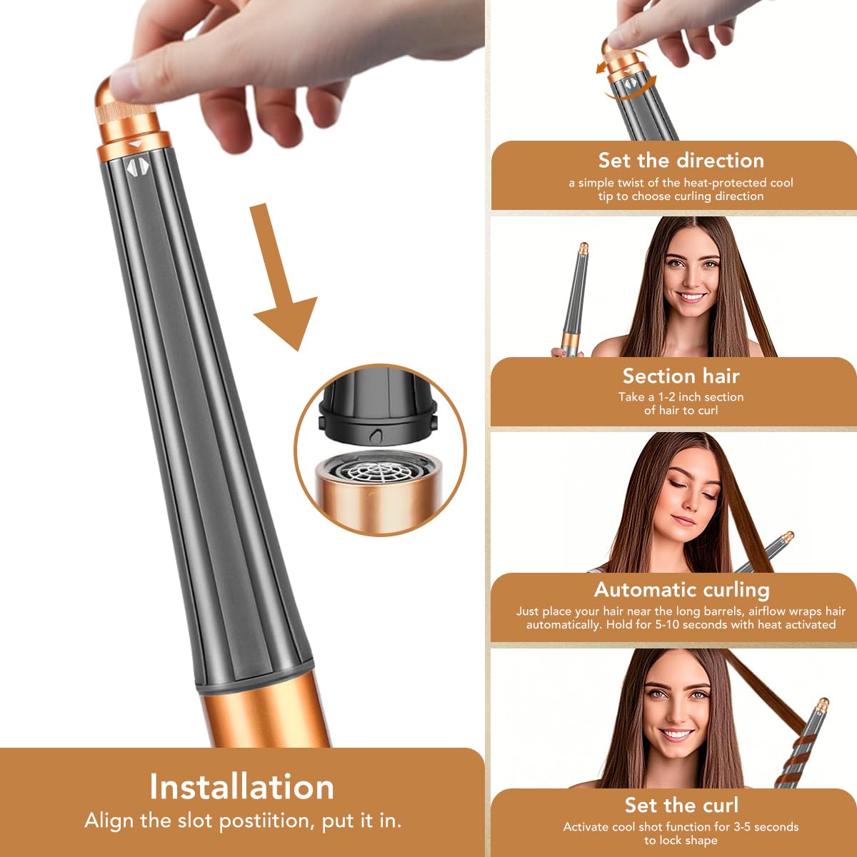 Dyson conical Airwrap barrel 0.8” Amazon.com: ZEPHBLOW Long Conical Barrel for Dyson Airwrap  main image 3