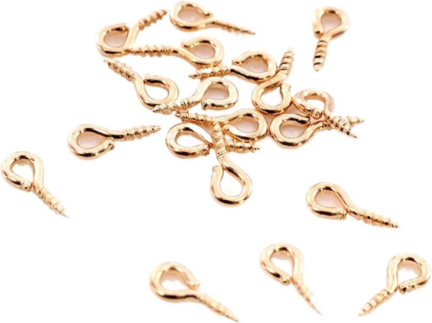 BREAKA 200pcs Small Tiny Mini Eye Pins Eyepins Hooks Eyelets Screw Threaded Stainless Steel Clasps Hook Jewelry Findings for Making DIY (Color : Gold, Size : 5.5x12 mm)