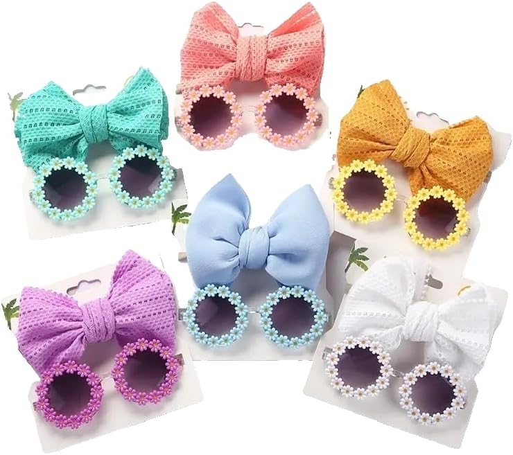 Bohemia Beach Glasses, 2 Pieces, Elastic Nylon Headband with Puff Bow for Girls - Pink, Blue, Rose, Yellow