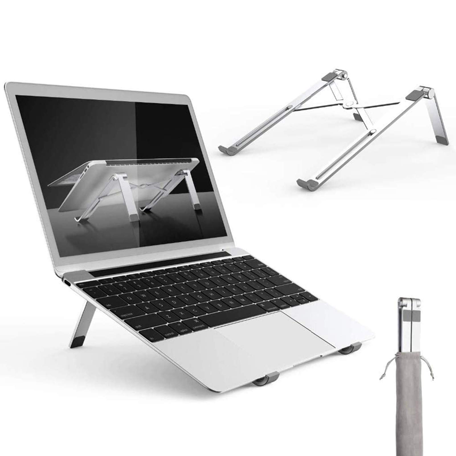Stojak na laptopa Przenośny uchwyt na notebooka Wentylowany Regulowany 3-poziomowy na MacBooka i notebooka, składany regulowany stojak na laptopa na laptopa i tablet 11-15,6"
