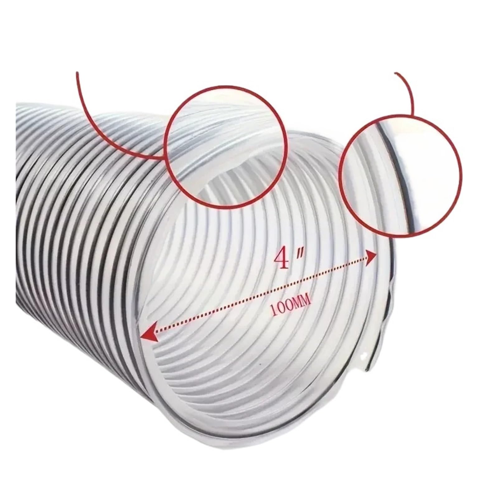 Manguera De PVC De 100mm Compatible Con Aspiradora, Extractor De Polvo Industrial, Fuelle For Carpintería, Tubo Transparente For Recoger Polvo(3 m)