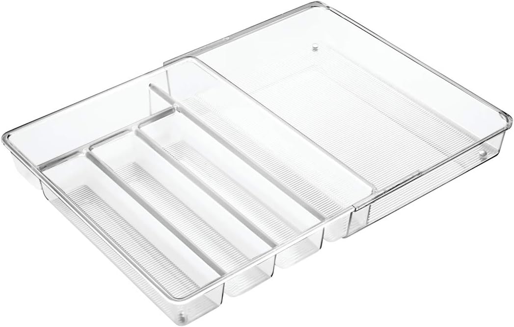Linus Expandable Kitchen Drawer Organizer for Silverware, Spatulas, Gadgets - Clear