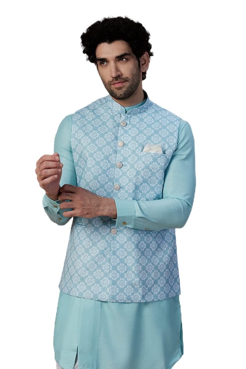 manyavar Digital Printed Ethnic Nehru Jacket for Men (Jacket Only)-picture-25