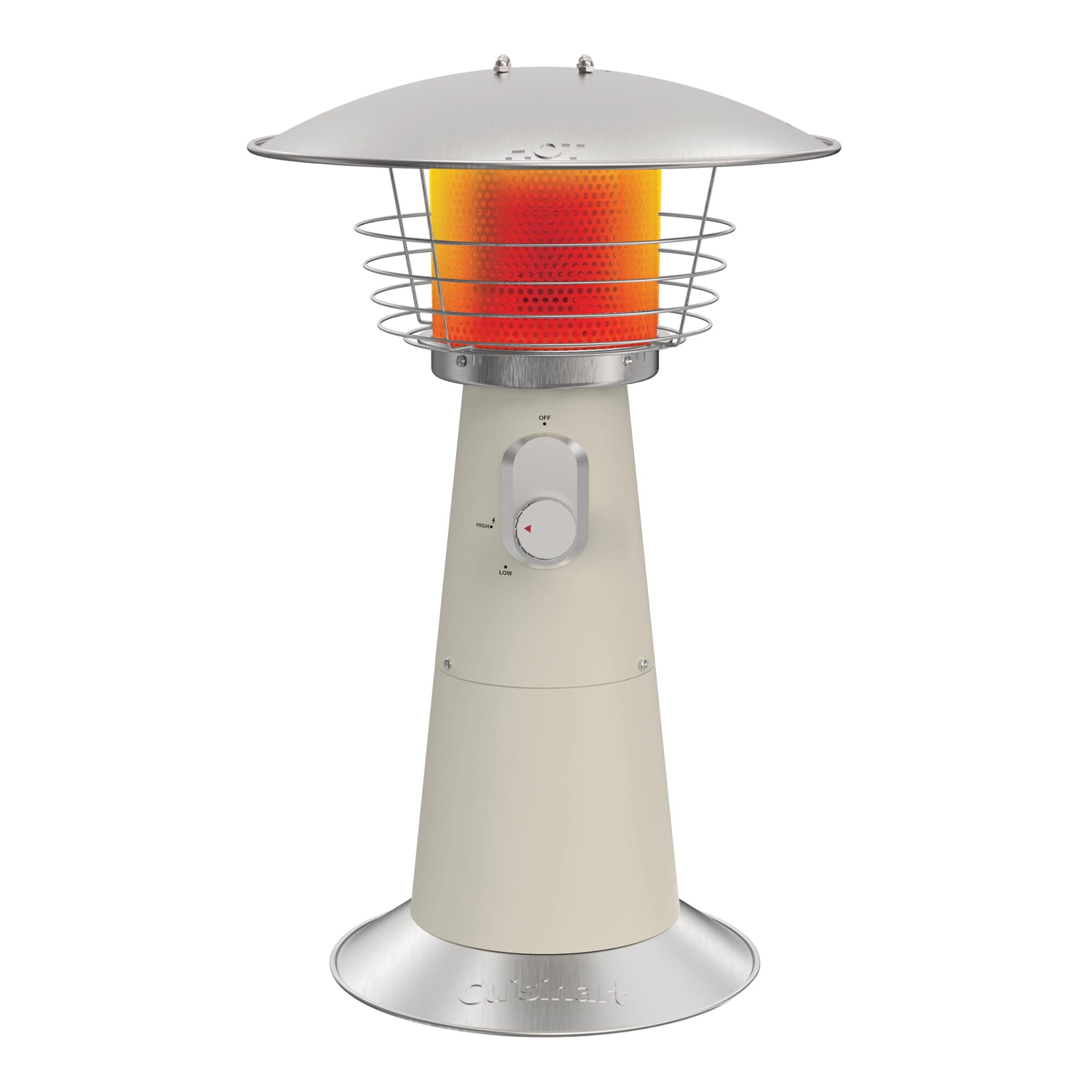 Cuisinart Portable Tabletop Patio Heater, 11,000 BTU Outdoor Propane Heater with Safety Tilt Switch and Adjustable Heat, Burner Screen Guard, 30 sq. Foot Heat Range, Bone