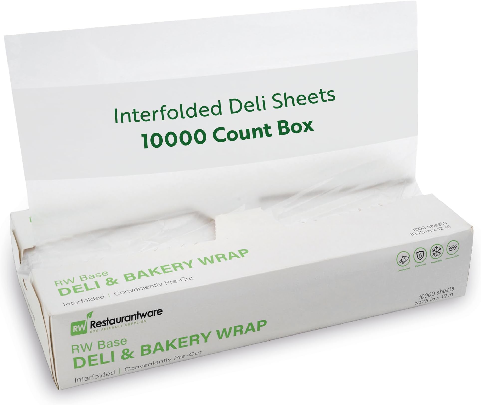 Restaurantware-RW Base 10.75 x 12 Inch Plastic Deli Sheets, 10000 Interfolded Butcher Plastic Wraps - Pre-Cut, Disposable, Clear Sandwich Wrap Sheets, Microwavable, Freezable
