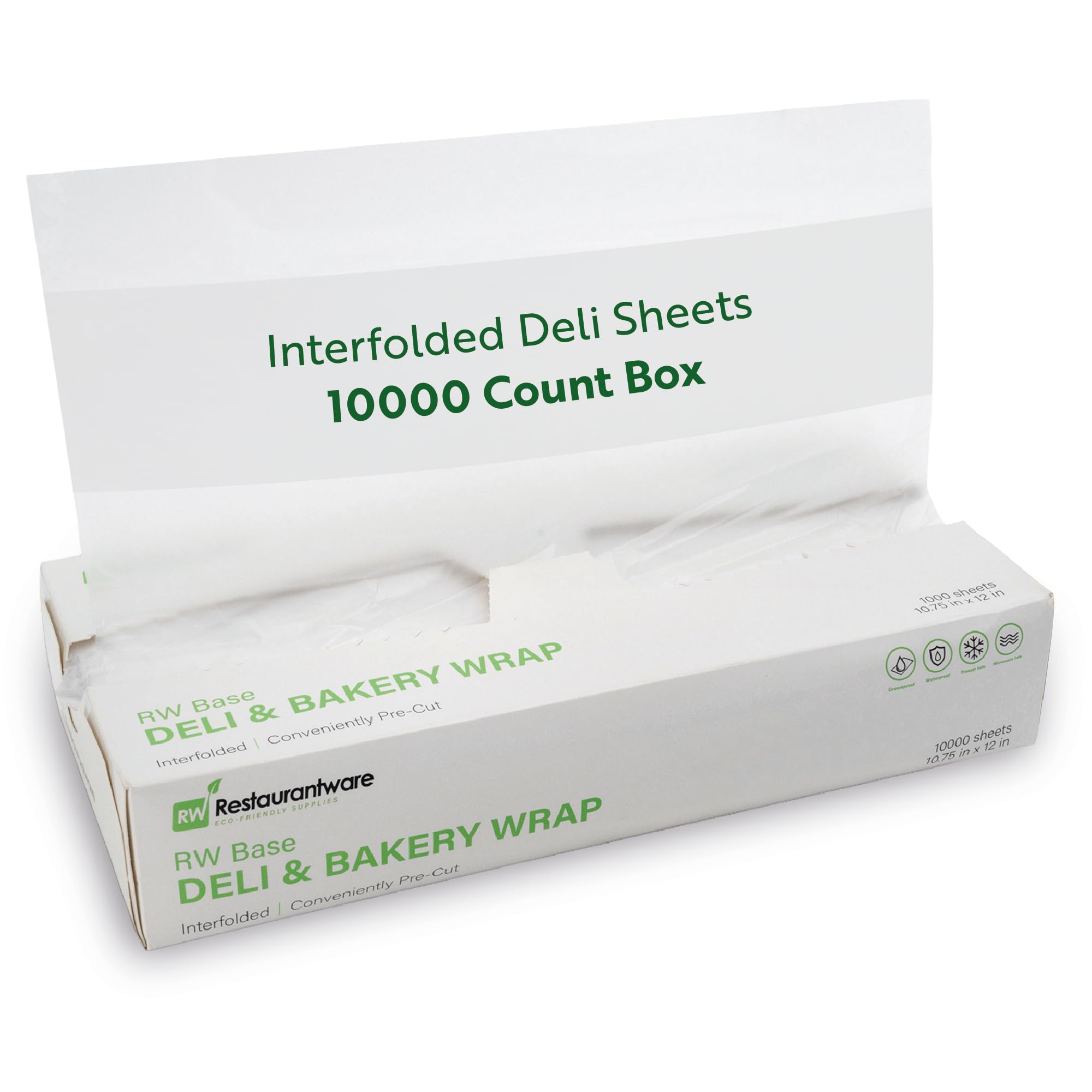 Restaurantware-RW Base 10.75 x 12 Inch Plastic Deli Sheets, 10000 Interfolded Butcher Plastic Wraps - Pre-Cut, Disposable, Clear Sandwich Wrap Sheets, Microwavable, Freezable
