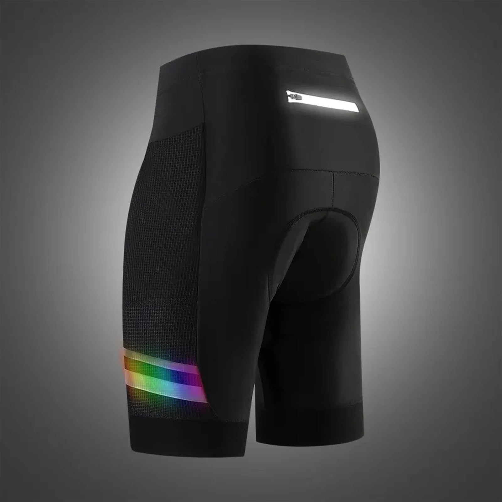 Cuissard Velo Homme Short de Cyclisme for Hommes, Short de vélo de Route avec Rembourrage en Gel 3D, Poche réfléchissante à Fermeture éclair au Dos(L)