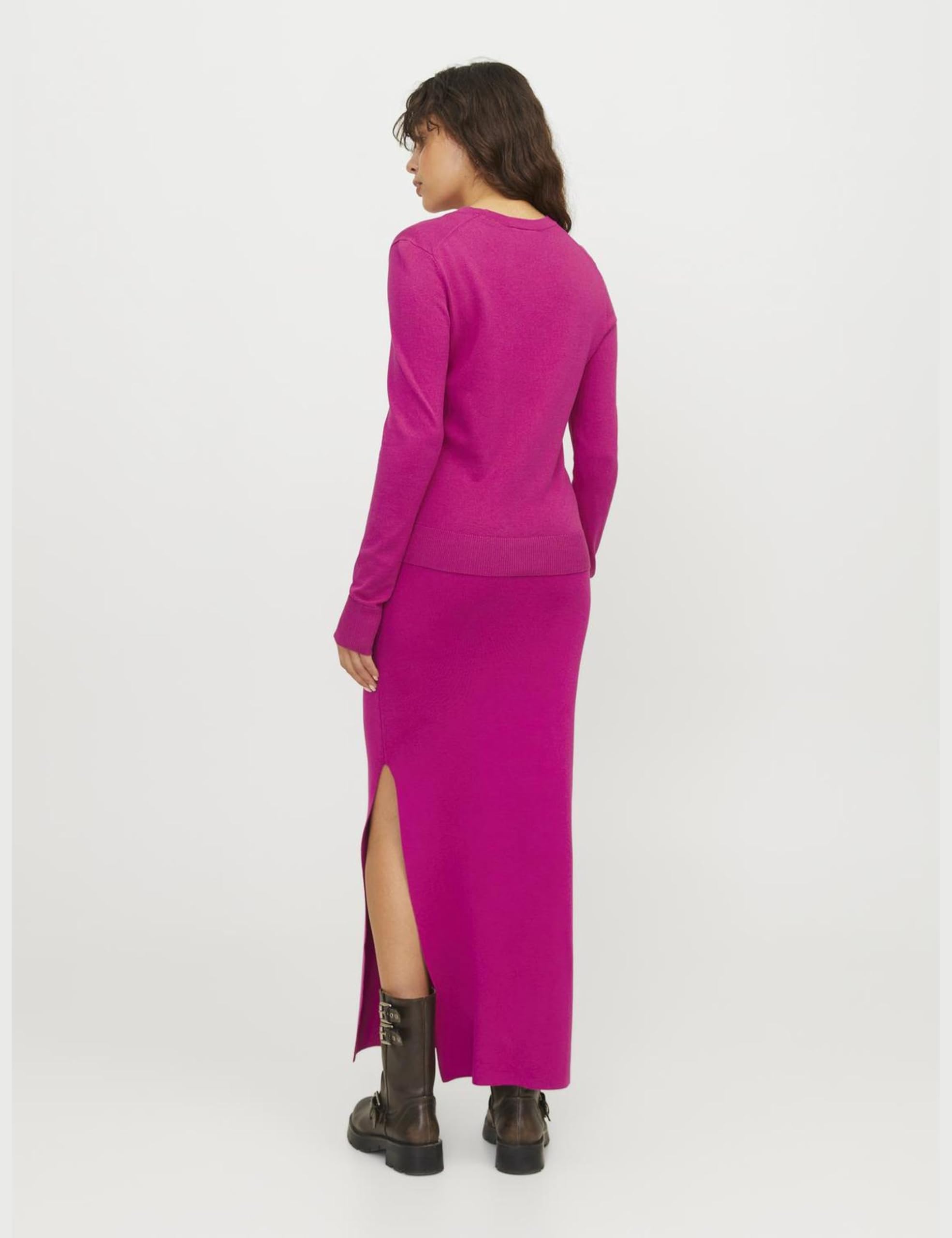 JJXX Damska spódnica z dzianiny Jxdahlia Long Skirt Knit, fuksja czerwony, S