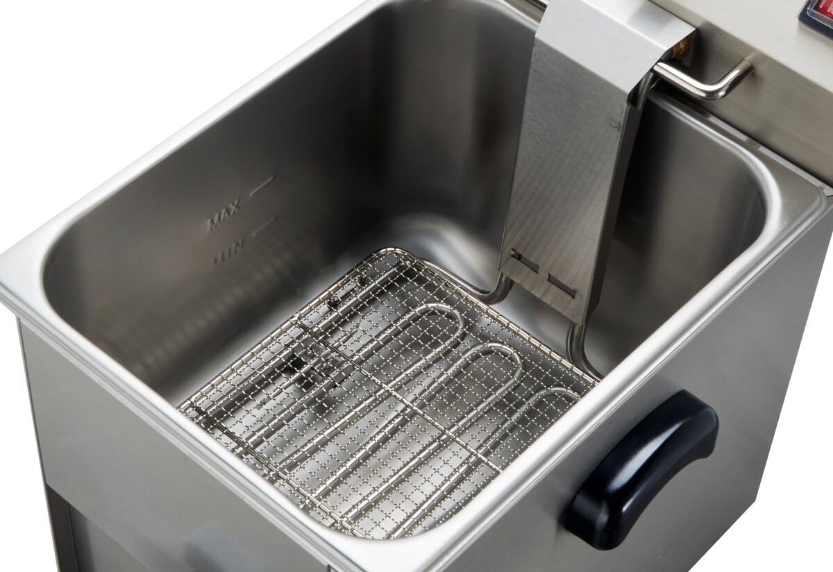 GastroHero Friggitrice elettrica da 10 l, in acciaio inox con rubinetto di scarico, termostato e protezione contro il surriscaldamento, friggitrice compatta ideale per ristoranti e gastronomia