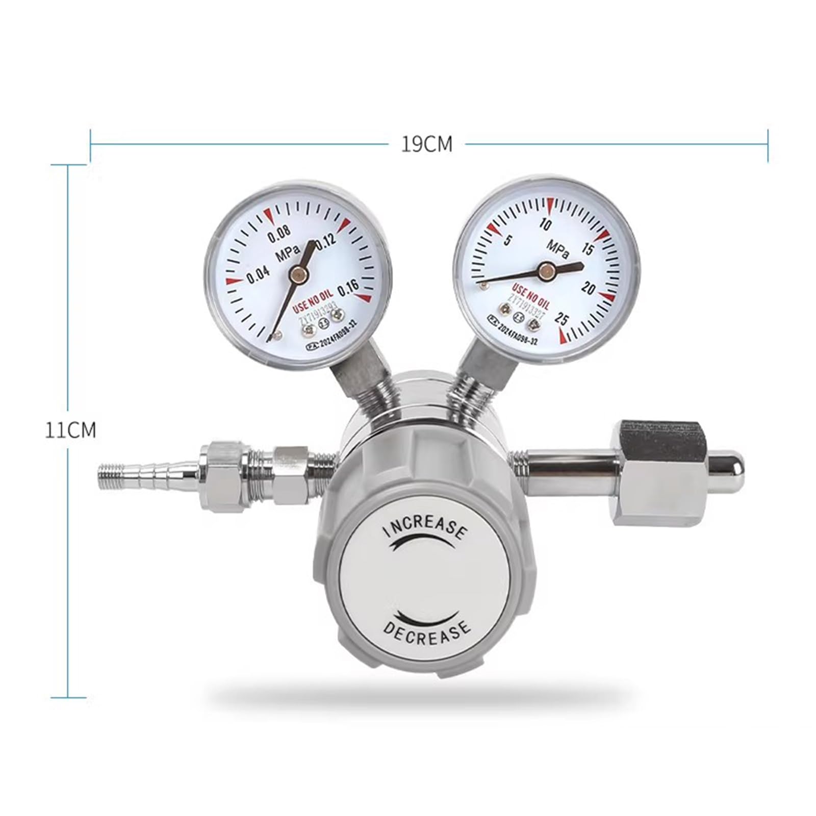 Regulador de CO2 reductor de presión de gas con válvula de alivio de presión de seguridad, construcción de cobre, conexión G5/8 para uso en laboratorio