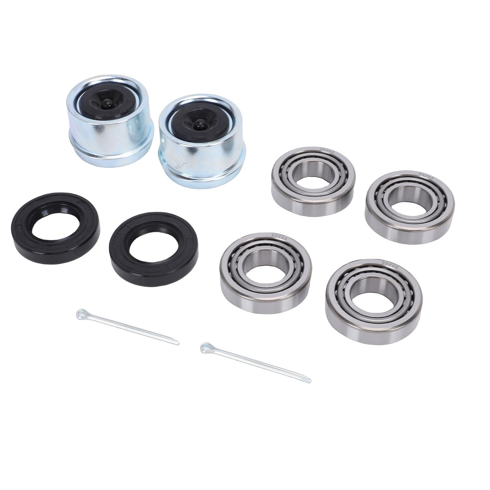 Bnineteenteam Kit de Roulements de Moyeu de Roue de Remorque, Roulements 30205 avec Joints TC, Couvercles Anti-poussière et Broches Fendues pour Essieux de Remorque Légers 25 Mm