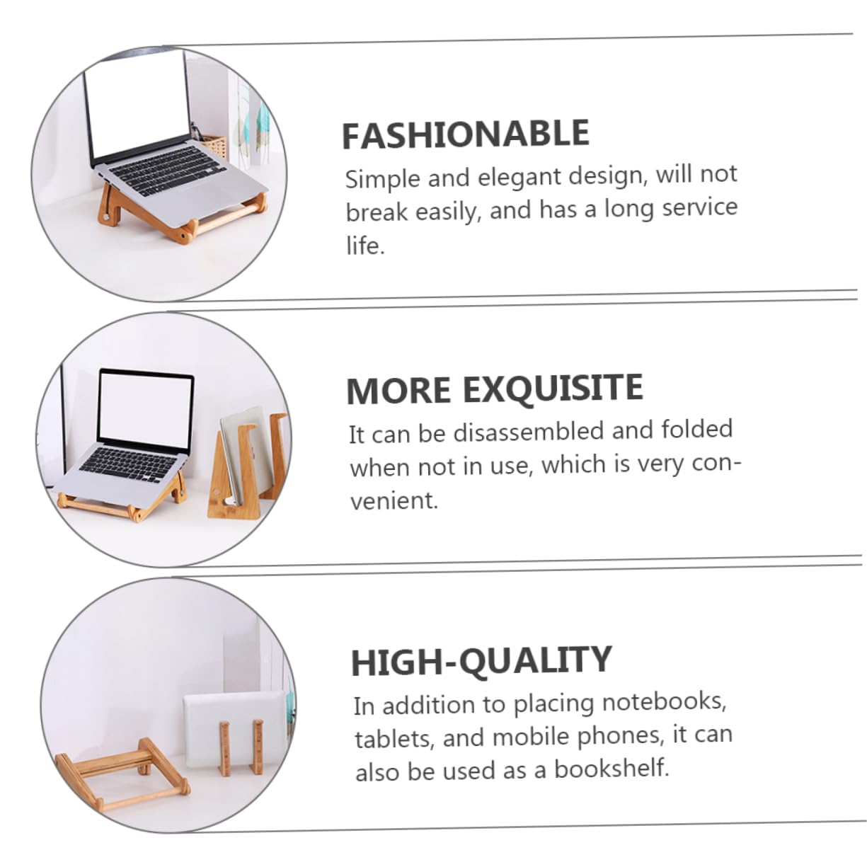 1 Pc Supporto Per Computer in Legno Porta Computer Portatile in Legno Scrivania Supporto Per Computer Pieghevole Porta Tablet Portatile Bambù Computer Portatile Desktop Regolabile