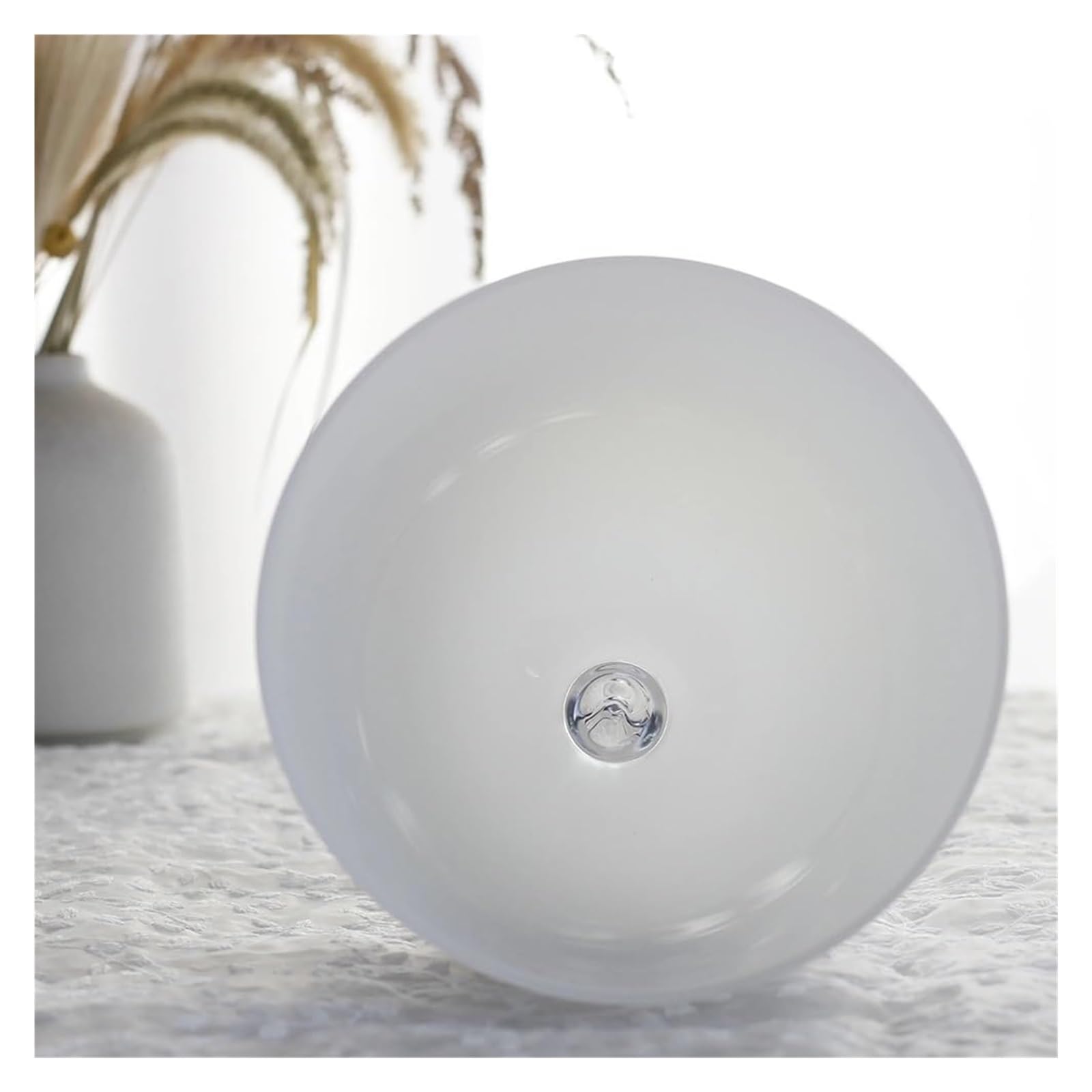 Kristall-Klangschalen-Set, 432 Hz perlweißer Griff for Yoga-Meditation, Klangheilung, Klangschale in Quarzchakra-Farbe mit Schlägel(6 inch E4 note)