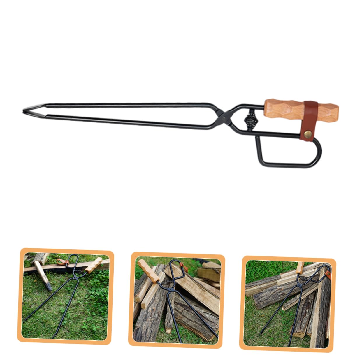 BESTonZON Campfire Tong Outdoor Fireplace Tool for Firewood Heavy-duty and Design for Handling for Camping Bbq and Fire Pit Use