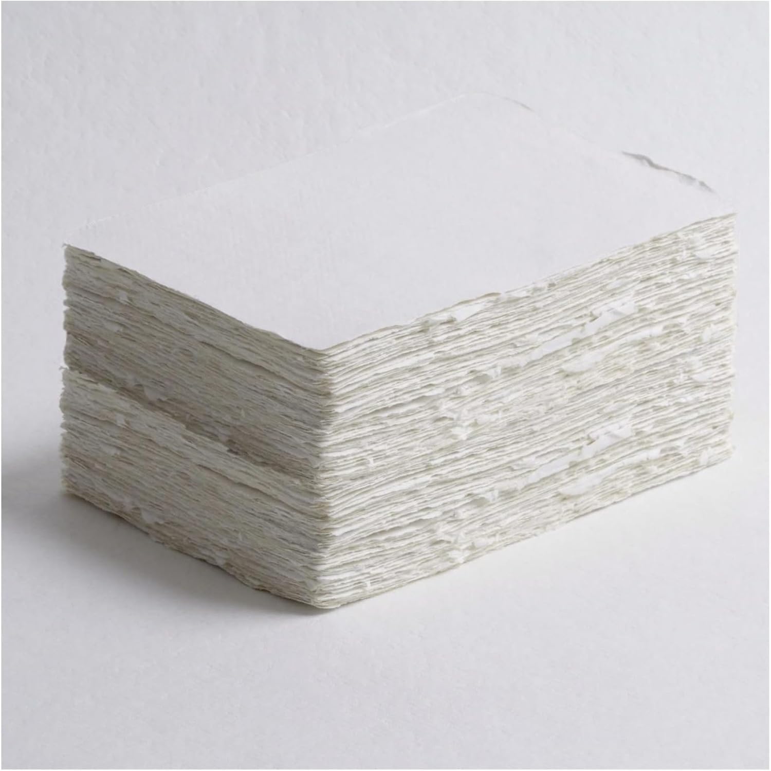 KhpalKar Handmade Deckle Edge Cotton Paper A5 Size 25 Sheets 300 GSM White Color Cotton Sheet Ecologically for Greetings Cards Invitions Calligraphy Wedding Stationery and Painting (A5 25 Sheets)