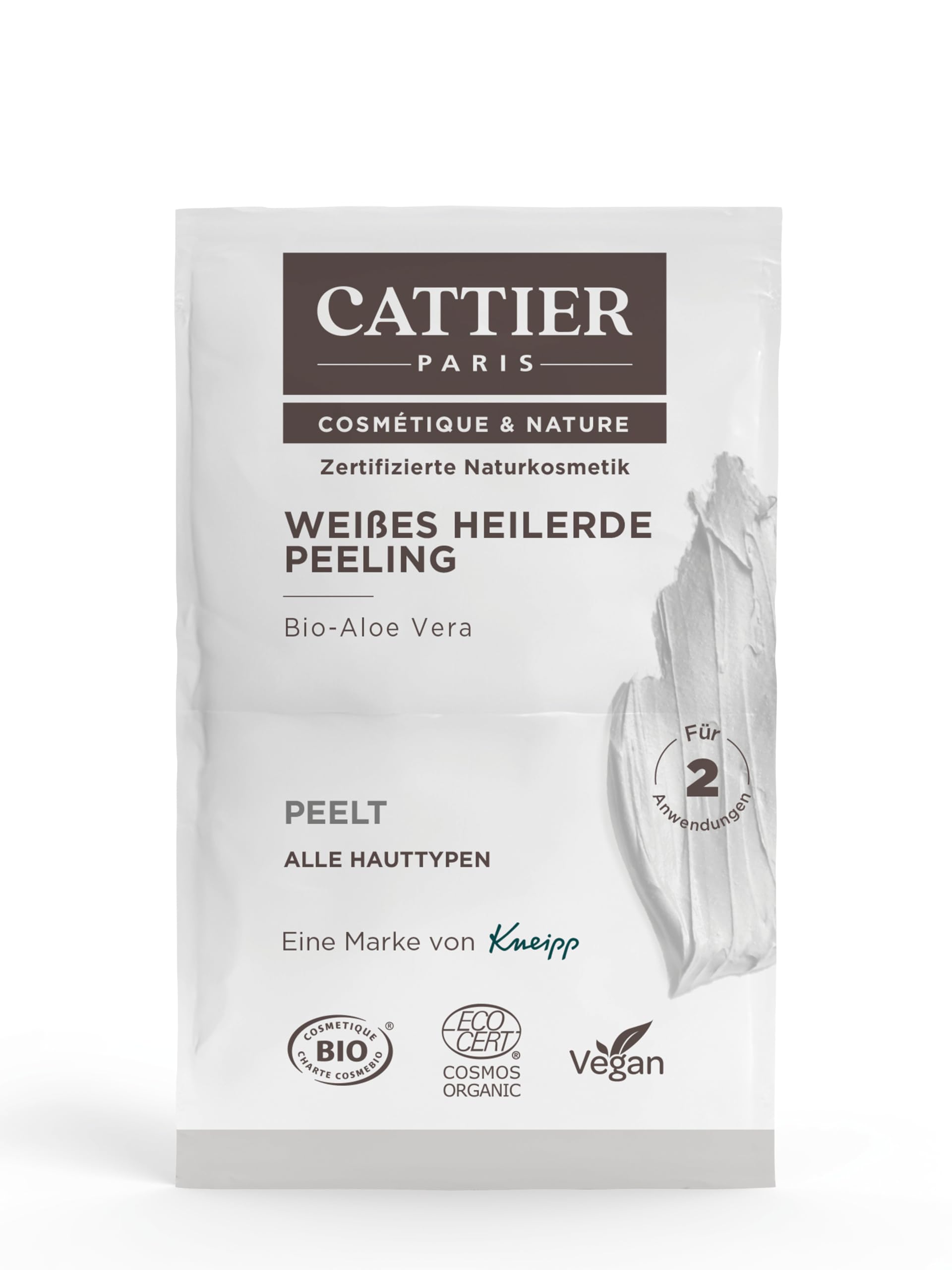 Cattier Mehrfarbig Paris Weiße Heilerde Peeling Für Das Gesicht - Zertifizierte Naturkosmetik Mit Bio Aloe Vera Und Bambuspulver - Verfeinert Das Hautbild - Für Alle Hauttypen Geeignet - Vegan - 2 X 6Ml