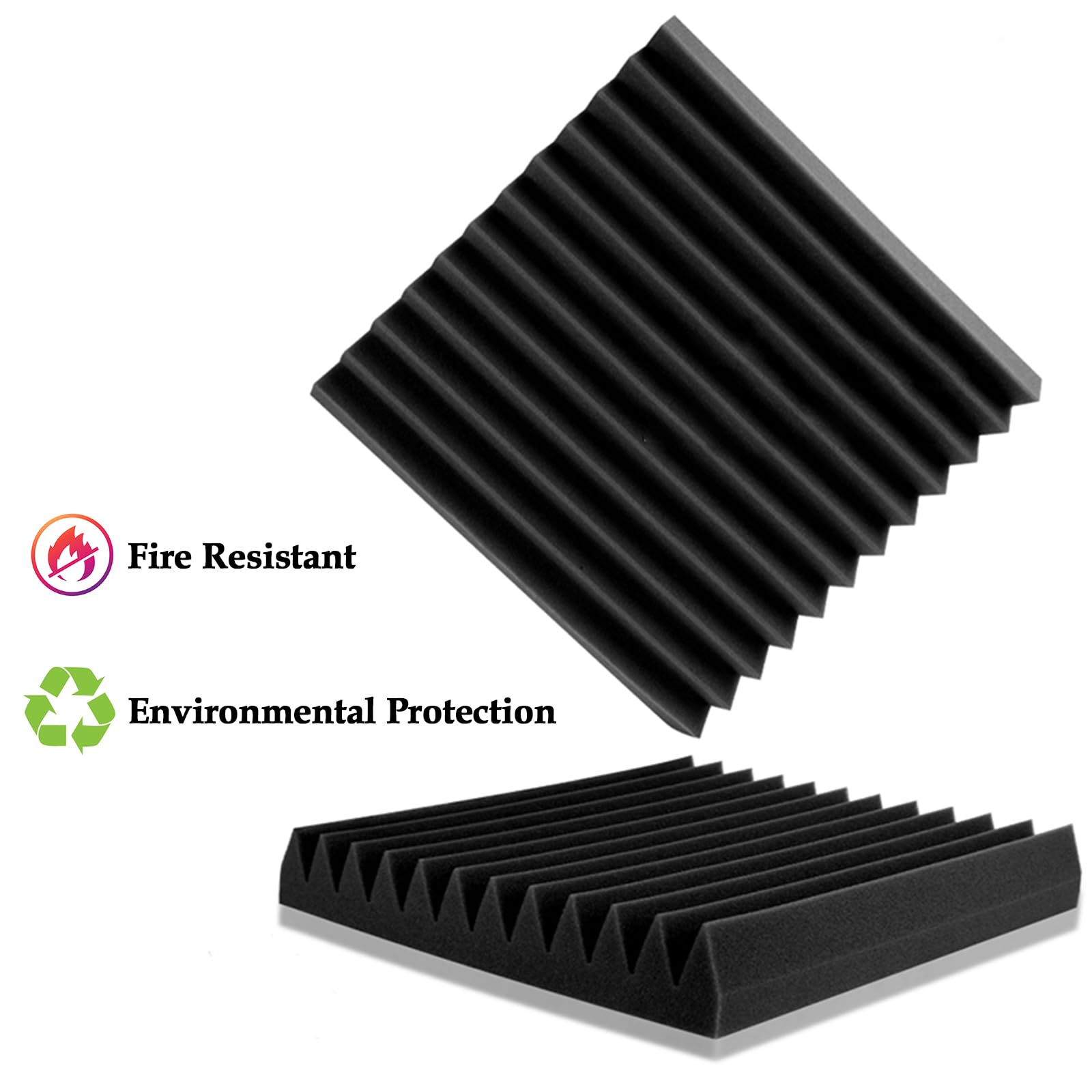 Set Of 12 Acoustic Foam Panels - Hexagon Sound Proofing Panels For Walls, Studio, Office